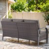 POCASSY Outdoor 75" Outdoor Sofa with Metal Armrest, All Weather Patio Brown Wicker Sofa Outdoor Couch Furniture for Porch, Deck, Garden - 2 of 4