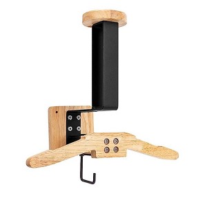 TROPOW Helmet Holder, Multi-Functional Wooden Motorcycle Helmet Stand with Heavy Duty Metal Frame, Wall Mounted Coat Rack for Hallway - 1 of 4