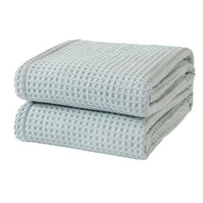 Icy Blue Full Cotton Waffle Weave Bed Blanket