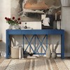 Acacia Veneer Console Table with 4 Drawers, Modern X-Cross Entryway Table with Open Bottom Storage for Living Room, Kitchen, Dining Room, and Hallway - 2 of 4