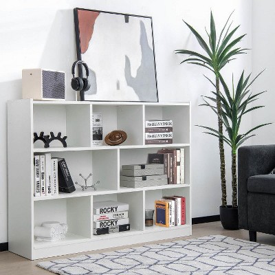 Yukimo 3-Tier 8-Cube Bookcase, Floor Standing Storage Shelves Display Cabinet, 48" x 12.5" x 36.5", for Living Room, Office, Study, White