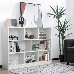 Yukimo 3-Tier 8-Cube Bookcase, Floor Standing Storage Shelves Display Cabinet, 48" x 12.5" x 36.5", for Living Room, Office, Study, White - 1 of 4