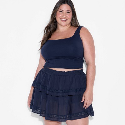 Women's Tiered Lace Trim Mini A-Line Skort - Wild Fable™