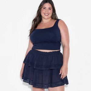 Women's Tiered Lace Trim Mini A-Line Skort - Wild Fable™ - 1 of 3
