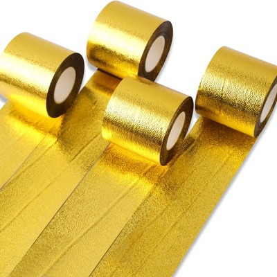 PartyWoo Crepe Paper Streamers Gold Metallic Foil 4 Rolls 328 ft 1.8 Inch x 82 Ft Roll