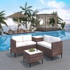 4-Piece Rattan Patio Set – Modular Sectional with Storage Box & Glass Table, Weather-Resistant for Outdoor Lounge, Balcony - 2 of 4