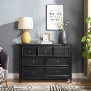 7 Chest Of Drawer Nightstand, 7 Drawers Dresser For Bedroom, Modern Wide Dresser, Large Capacity Wood Cabinet For Bedroom, Living Room, Closets - 1 of 4