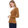 Allegra K Women's Slim Fit V-Neck Long Sleeve Ribbed Pullover Knitted Peplum Sweater - 4 of 4