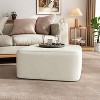 Vynxaria Modern Corduroy Square Ottoman with Dense Foam Padding and Pocket Coil Springs,Cream - 2 of 4