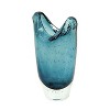 HomeRoots 10" Cerulean And Clear Bubble Glass Oval Table Vase - 4 of 4