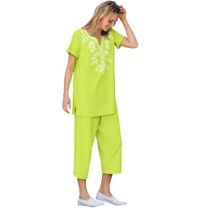 Woman Within Women's Plus Size Printed Tunic And Capri Set - 1 of 4