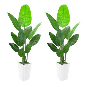 Artificial Bird of Paradise Tree , Faux Bird of Paradise Tree with Tall White Planter, Ideal for Home Decor and Housewarming Gift - 1 of 4