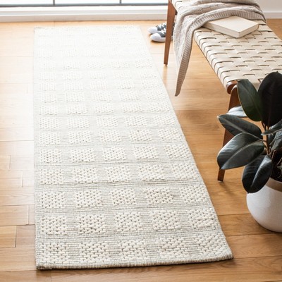 Marbella Beige Geometric Wool Handwoven Runner Rug