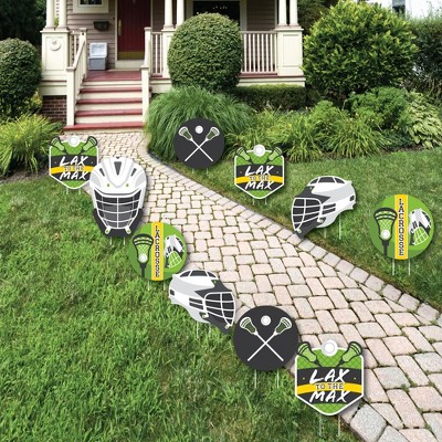 Big Dot of Happiness Lax to the Max Lacrosse Lawn Decorations Outdoor Party Yard Decorations 10 Piece