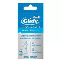 Oral-B Glide Pro-Health Threader Dental Floss for Bridges, Braces & Implants - 30ct