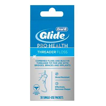 Oral-B Glide Pro-Health Threader Dental Floss for Bridges, Braces & Implants - 30ct