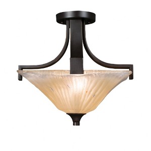 Toltec Lighting Apollo 2 - Light Flush Mount in  Dark Granite with 14" Square Amber Crystal  Shade - 1 of 1