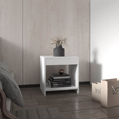 NicBex Nightstand with Drawers or Open Shelf,1pc Side Table with Wood Frame,Bedside Table for Bedroom,Living Room,White/Black