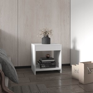 NicBex Nightstand with Drawers or Open Shelf,1pc Side Table with Wood Frame,Bedside Table for Bedroom,Living Room,White/Black - 1 of 4