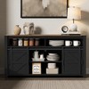 Mshliw 59.3" Farmhouse Sideboard with Sliding Barn Door & Mesh Panels, Buffet Storage Cabinet with Open Shelves for Living Room and Kitchen - 4 of 4