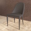 LeisureMod Dining Chair Upholstered in Leather with Metal Legs Set of 2 Seville Collection - 2 of 4