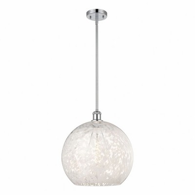 White Mouchette - 1 Light Stem Hung Pendant In Modern Style-16.63 Inches Tall and 13.75 Inches Wide
