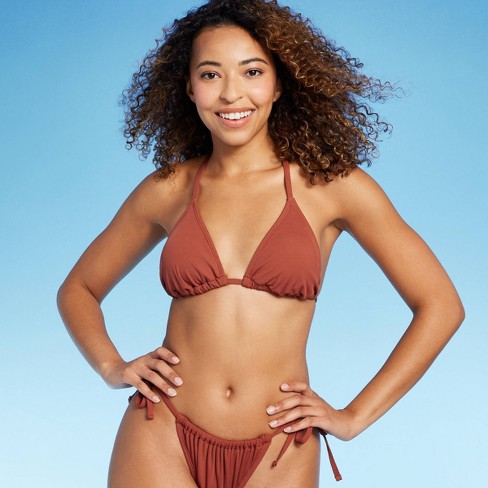 Women's Triangle Ribbed Bikini Top - Shade & Shore™ Brown M : Target