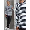 Lars Amadeus Men's Crew Neck Long Sleeve Contrast Color Pullover Casual Striped T-Shirt - 4 of 4