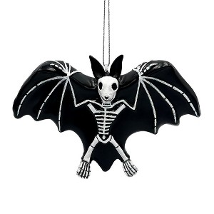 Gothic Bat Skeleton Handcrafted Glass Ornament, Horror Tree Halloween Decor| OrnamentallyYou - 1 of 4