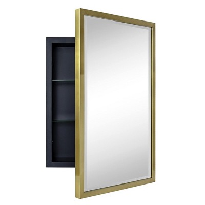 TEHOME Rectangular Metal Framed Recessed Bathroom Medicine Cabinet with Mirror