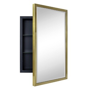 TEHOME Rectangular Metal Framed Recessed Bathroom Medicine Cabinet with Mirror - 1 of 4