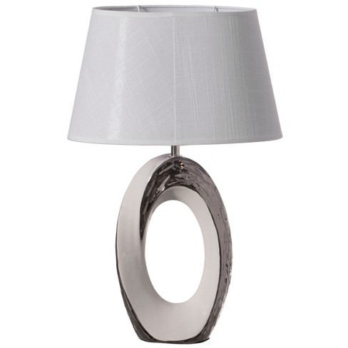 Designer Table Lamps, Ceramic Table Lamp 19” With Silver And White ...