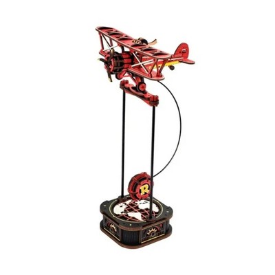 ROBOTIME 3D Puzzle Wooden Model with Aircraft Theme, DIY Pendulum Toy for Kids Adults, Red, 5.7"*6.7"*12.4