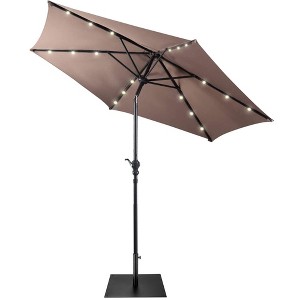 Tangkula 9 Ft Patio Table Market Umbrella w/ 18 Solar LED Lights & Heavy-duty Base - 1 of 4