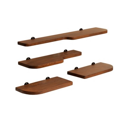 MH London Dale  36" Set of 4 Wall Mounted Shelves Mango Wood in Walnut