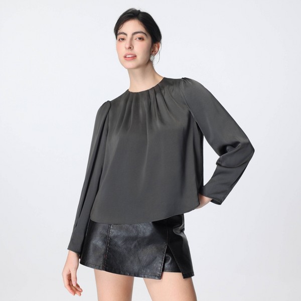 Top de Satén de Manga Larga para Mujer - A New Day™ Gris 4