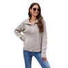 Womens Turtle Neck Cable Knit Sweater Half Zipper Trendy Cable & Rib Knit Textured Oversized Sweater Boyfriend Fit Loose Fit Winter Cozy Pullovers - 3 of 4