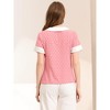 Allegra K Women's Contrast Doll Collar Polka Dots Short Sleeves Blouse - 3 of 4