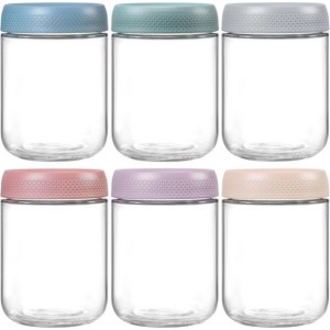 6-Pack 16oz Glass Overnight Oats Jars with Airtight Lids, Wide Mouth - 1 of 4