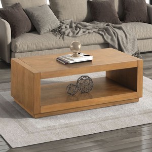 Sapphtopaz Wood Coffee Table with Open Bottom Shelf Modern Living Room Coffee Tables Simple Center Table for Living Room - 1 of 4
