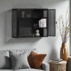 Mshliw 27.56 Inch Wall Cabinet with Glass Doors Two Door Storage Cabinet with Three Tier Shelves for Entryway Living Room Bathroom - 2 of 4