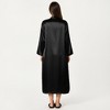 Anna-Kaci Lounge Women's Satin Pajama Set with Long Robe, Cami, Shorts, and Tie Waist- Black,Small - 4 of 4