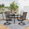 CLIHOME 5-Piece Patio Dining Set,Square Table built-in Umbrella Hole & 360° Swivel Chairs Outdoor Set - 2 of 4