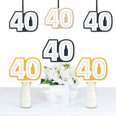 Big Dot of Happiness Cheers and Beers to 40 Years - Forty Shaped Decorations DIY 40th Birthday Party Essentials - Set of 20