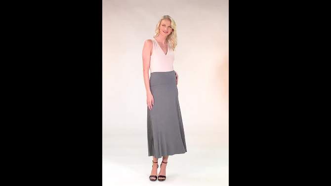 24seven Comfort Apparel Women's Maternity Elastic Waist Maxi Skirt, 2 of 5, play video
