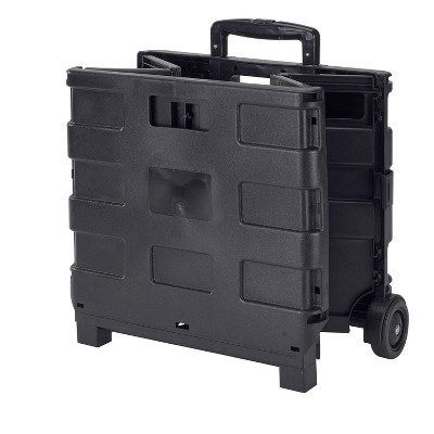 Black Collapsible Rolling Utility Cart with Aluminum Handle