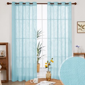 Deconovo Faux Linen Sheer Curtain Panels (2-Pack) – Light Filtering, Grommet Top - 1 of 4