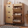 Shoe Cabinet, 3 Flip Doors and 1 Drawer Shoe Organizer, Adjustable Narrow Shoe Rack for Entryway Storage, Freestanding - 4 of 4