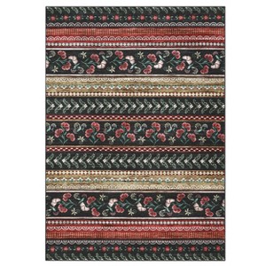 Washable Modern Farmhouse Living Room Bedroom Area Rug, Floral Print Non Slip Floor Carpet for Home Office - 1 of 4
