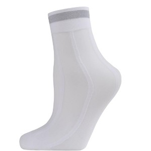 Memoi Women's Sheer Metallic Shimmer Stripe Accent Anklet Sock - 1 of 3